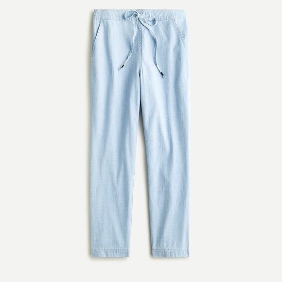 J.Crew Tie-Waist Seaside Pant in Chambray - S - Cape Coral Wash - Picture 1 of 4